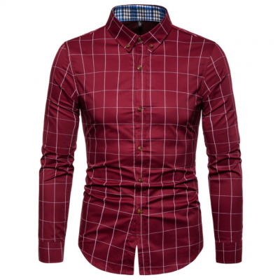 Men's Classic Check Shirts Long Sleeve Plaid Shirt Brushed Cotton Flannel Shirts